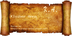 Kloiber Anna névjegykártya